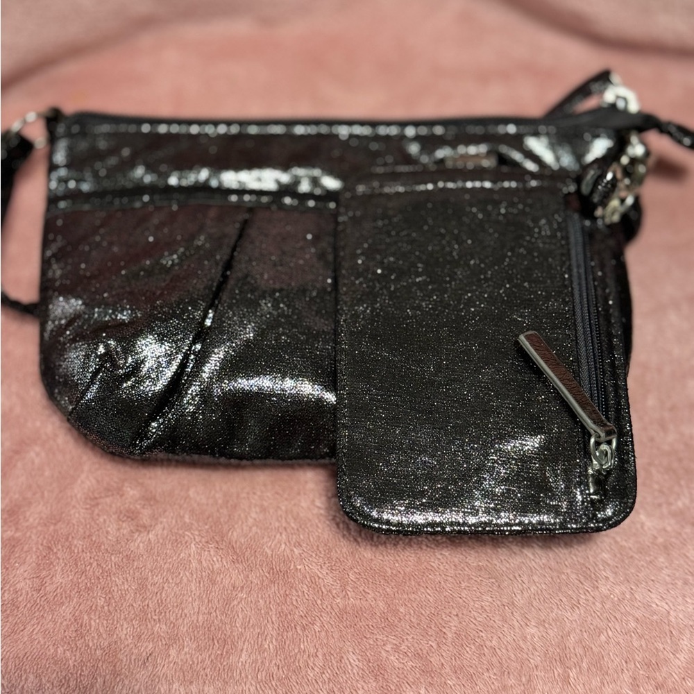 Shimmering Black Clutch and Wristlet Set